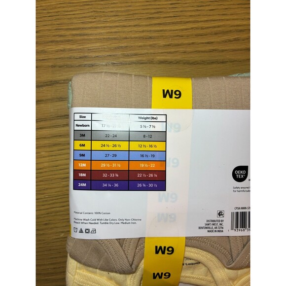 NWT Member's Mark 4-Pack Neutral Long Sleeve Organic Cotton Bodysuits - 6M - Picture 3 of 3